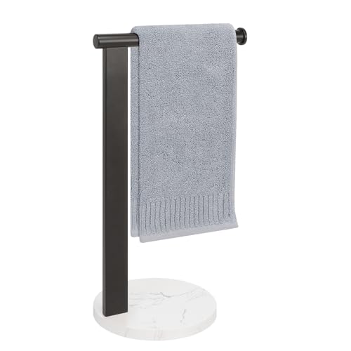 Catálogo para Comprar On-line Toalleros de pie del mes. 42 Siyzda - Soporte para toallas de mano para baño, toallero de pie en forma de L, organizador de encimera de cocina, material de acero inoxidable SUS304 (base de mármol, negro...