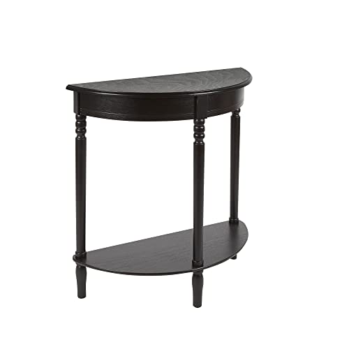 Decor Therapy Half Moon Entry Table With Shelves & Easy Assembly Farmhouse Entryway Table Black Wood - (28.5 x 11.8 x 28.5)