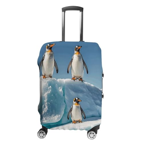 Penguins On The Iceberg Luggage Cover Elastic Suitcase Protector Case Anti-Scratch Washable Baggage Covers Protector For Traveling, Aircraft Consignment L