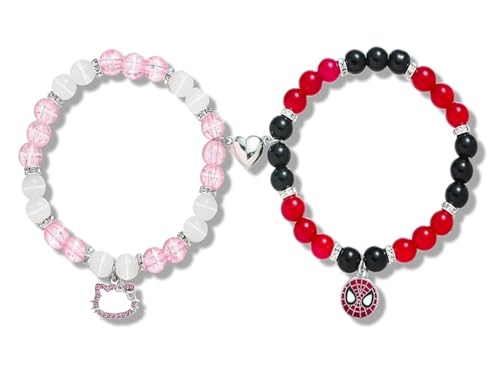 Image of Spiderman Kitty Magnetic Friendship Bracelets, Couple's Bracelets, Valentine's Day Gifts for BFF, BF, GF, Women, Men, Girls, Kids