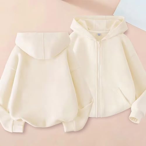 BILIKEYU Boys Girls Fleece Coats Zip up Solid Color Fall Winter Hooded Outwear Jackets with Pockets for Kids 12