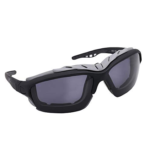 Binboll Adjustable UV Protective Outdoor Glasses Motorcycle Goggles Dust-Proof Protective Combat Goggles Military Sunglasses Ski Goggles to Prevent Particulates and Fog in Colorful (Grey&Black)