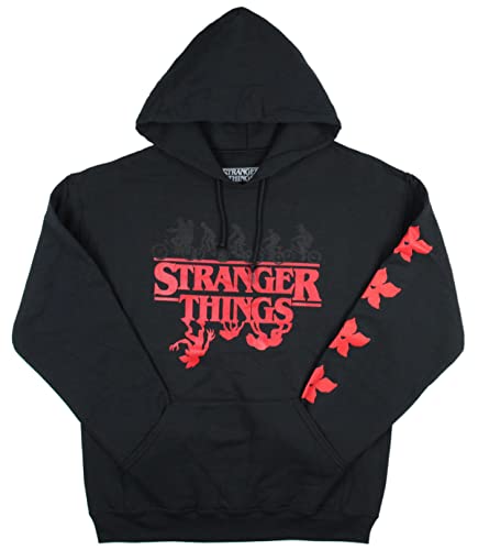Mad Engine Stranger Things Adult Mens Upside Down Demogorgon Evolution Pullover Hoodie (Medium) Black