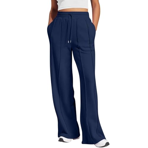 Pantalon de jogging femme jambes larges bleu S vêtement de loisirs confortable