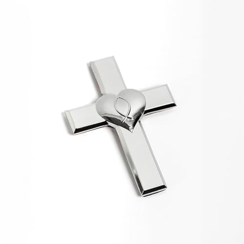 Image of SPARTA Christian Cross Car Emblem - 3D Chrome Metal Badge Decal with Strong 3M Adhesive | Universal Fit for Car, Truck, SUV | Support Children with Autism