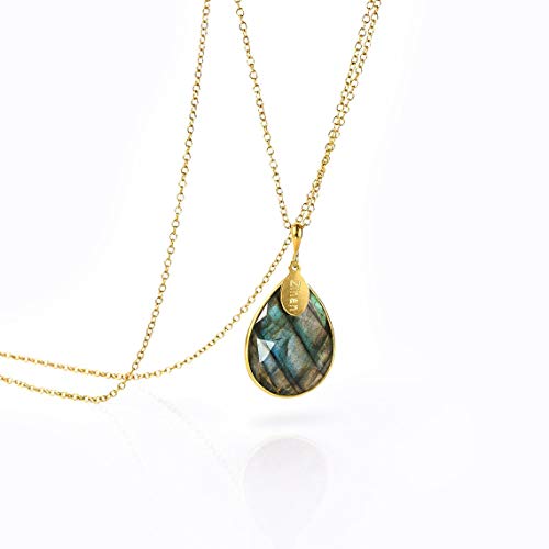 Personalized Engraved Name Teardrop Necklace, Birthstone Pendant Necklace [LTEARPwOV] - Thumbnail 2