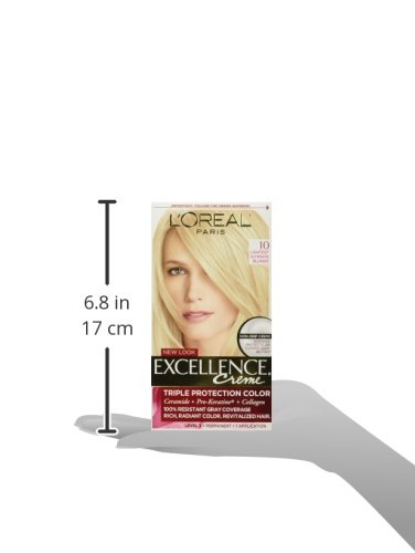 L'Oreal Paris Excellence Creme Permanent Hair Color, 10 Lightest Ultimate Blonde, 100% Gray Coverage Hair Dye, Pac k of 1