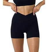 PAVOI ACTIVE Sports Crossover Shorts for Women 4" - Workout V Criss Cross Waist Biker Shorts with...