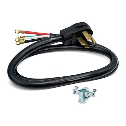 EvertechPRO 49696 4 Prong Power Cord for Electric Kitchen Range with Open End Connectors and Copper Wire - 50 Amp Power Cord for Electric Range - 60” Black Cover
