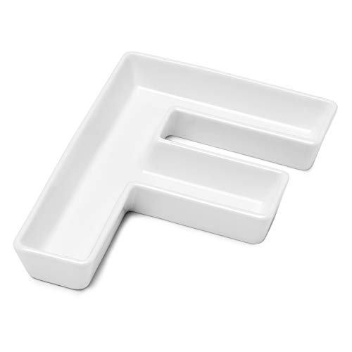 Sweese 708.906 Porcelain Letter Candy Dish, Letter F, White - Decorative Serving Dish