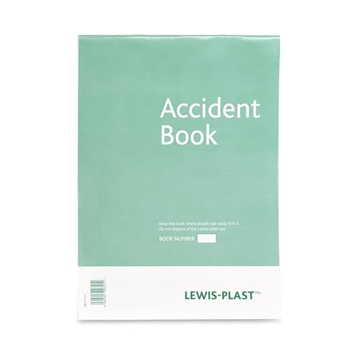 Lewis-Plast A4 Accident Book - Mandatory For Workplaces Data Protection & HSE Compliant Clear Instructions On Use - Accident Report Book Keep A Record Of Employee Injuries
