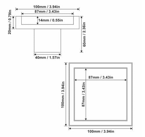 Image of 4 x 4 Inches Tile Insert Floor Drain, 304 Stainless Steel Invisible Shower Drain Channel Waste Water Floor Drain for Tile Channel with Stainless Steel Cockroach Trap