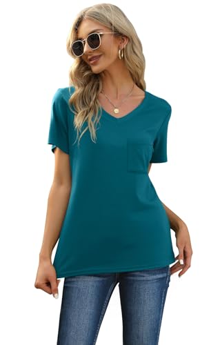 Image of RUBZOOF Women's Short Sleeve Pajama Sets with Pockets Casual V Neck 2 Piece Lounge Sets S-3XL