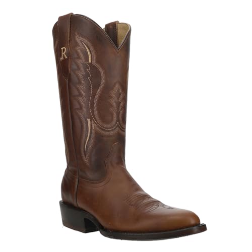 Mens Bay Apache Embroidered Round Toe Casual Boots Mid Calf - Brown2