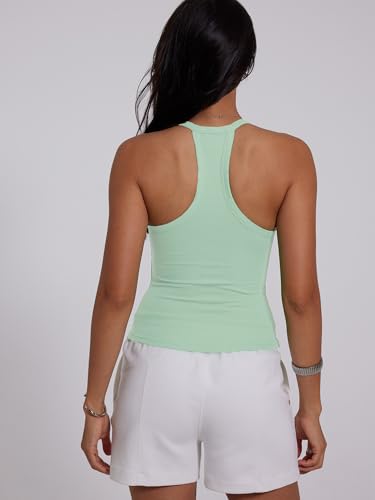 Image of Danysu V Neck Racer Back Tank Top for Women Padded Ribbed Long Tank Fitted Basic Cami Tops