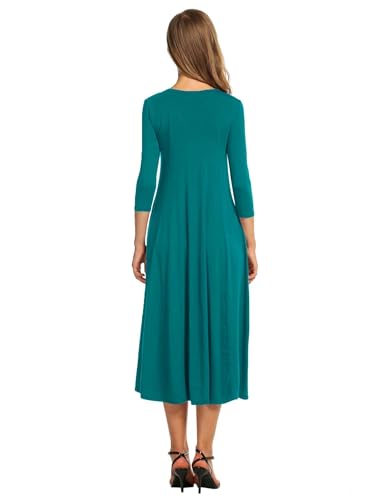 Image of HOTOUCH Women's 3 /4 Sleeve A-line and Flare Midi Long Dress