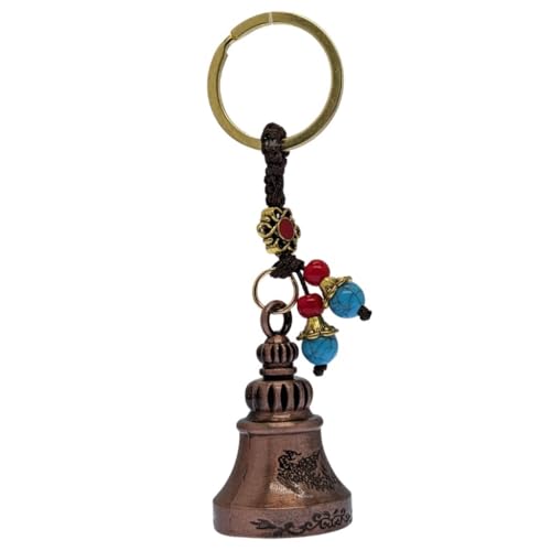 Image of OTTAVO Guardian Bell Keychain, Oxidized Copper, Tibetan Style, 5 cm Height, Good Luck Charm