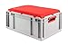 Produktbild aidB Eurobox NextGen Seat Box, rot, (400x300x265 mm), Griffe offen, Sitzbox mit Stauraum und abnehmbarem Kissen, 1St.