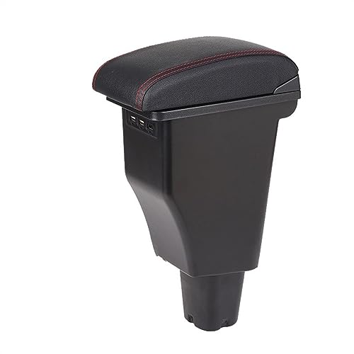 Accoudoir de voiture haut de gamme en cuir noir et rouge pour console centrale Kia Picanto