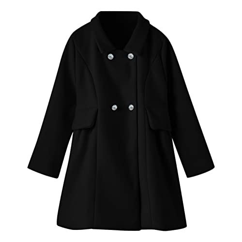 Wool Coat for Toddler Girls Single Breasted Long Sleeve Lapel Collar Jacket Winter Thick Windproof Warm Outwear