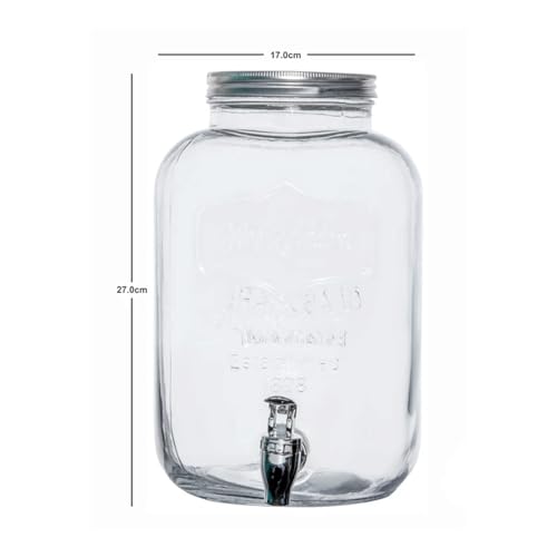 Image of 5 litres Mason Glass Beverage Dispenser | Airtight Lid, Wide Mouth, Leak-Proof Spigot | Perfect for Detox Water, Infusions, Parties & Events