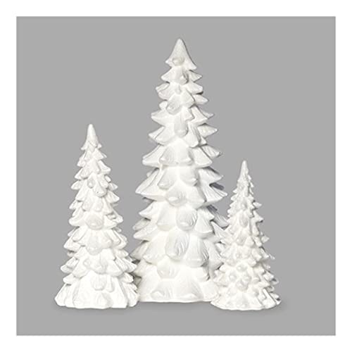 Roman – Set of 3 White Glittered Christmas Tree Figurines