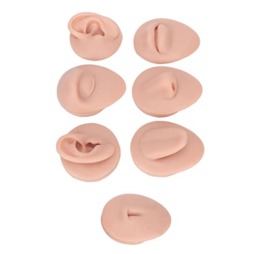 Ear Model Body Piercing Kits Piercing Practice Body Parts Tongue Piercing Kit,3D Simulation Soft Reusable Nose Tongue Model Silicone Body Piercing Practice Model for Piercers (Medium Skin Color)