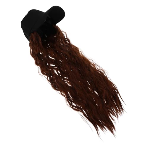 LALADEFIEE 帽子ウィッグ レディース ロング:パーティー、コスプレ、普段使いにぴったりの、快適な人工毛の野球帽ウィッグ付きカーリーヘアキャップ