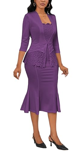 Image of Elegant Church Dress for Women Midi Dresses Work Wear Vintage Pencil Dress for Business Casual Outfits