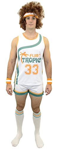 Costume Jackie Moon Semi-pro blanc avec perruque chaussettes pour fête Halloween