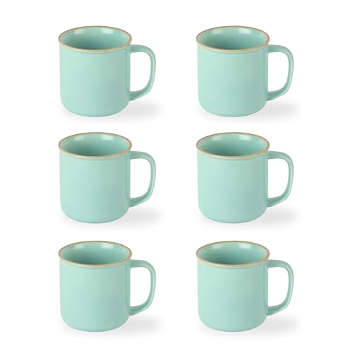 Image of CELLO Estella Nexus Color Tropical Plain Mug Set of 6, 250ml, Blue | Scratch Resistant | Porcelain Tea, Coffee Mug Set | Ideal for Daily Use & Gifting | Dishwasher Safe | Big Mug |