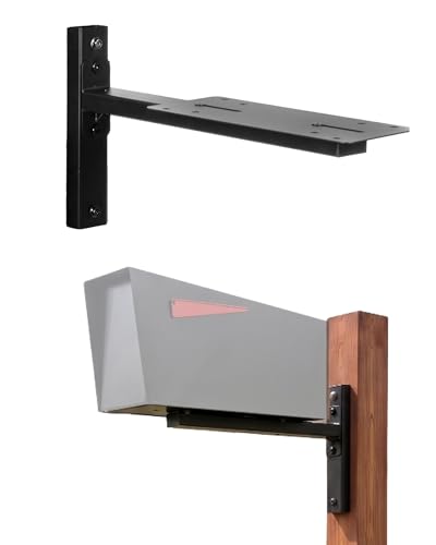 Ilyapa Post Mount Mailbox Mounting Bracket - 16x10 Adjustable Length Mailbox Bracket Powdercoated Black Steel Includes Mounting Hardware