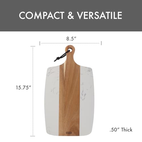 Tabla de cortar rectangular de mármol y madera Acacia miniatura 2