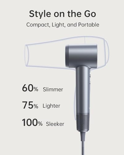 Laifen Hair Dryer, Negative Ionic Blow Dryer with 110, 000 RPM Brushless Motor for Fast Drying, High-Speed Low Noise Thermo-Control Hairdryer with Magnetic Nozzle, for Home, Travel(Silver)