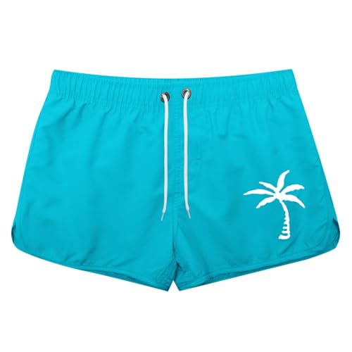 Men Swimming Trunks 5 Inch Inseam Coconut Tree Print Quick Dry Board Shorts Elastic Waist Summer Swimsuits with Pockets2