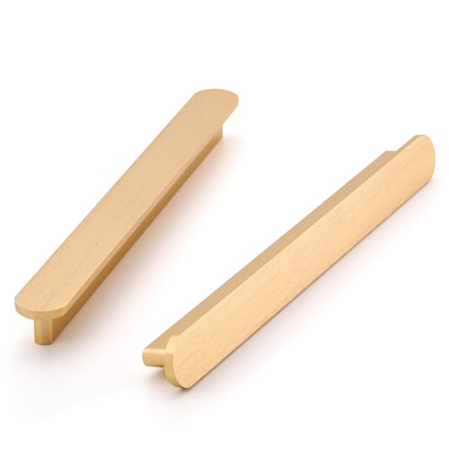Ndjiloik Lot de 6 Poignee de Meuble Cuisine Poignées de placard Dorée Brossé Poignée Porte Cabinet avec Vis, pour Bureaux, Tiroirs, Armoires, Placard...