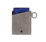 Andar Minimalist Slim Wallet Made of Premium Leather and Elastic with Keychain - The Leo (Stone...