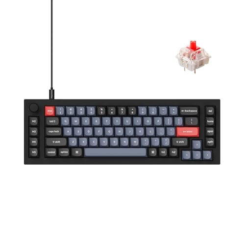 Keychron Q65 �L���J�X�^�����J�j�J���L�[�{�[�h 65%���C�A�E�g �}�N���L�[�m�u�t�� �z�b�g�X���b�v�\ QMK/VIA Gaming 1000Hz �|�[�����O���[�g Mac Windows Linux-Red Switch�Ή�