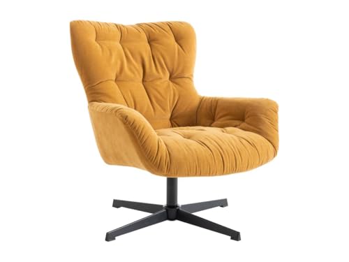 Vente-unique - Sillón Giratorio de Tela Amarilla Ophelie
