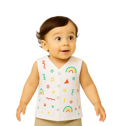 Image of Kidbea Newborn Baby Jhabla Unisex - Organic Cotton Muslin Shirt | Soft & Breathable Summer Wear for Boys & Girls | Cute Prints Infant Clothing