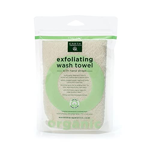 Earth Therapeutics Organic Cotton Exfoliating Wash Towel with Straps image 4