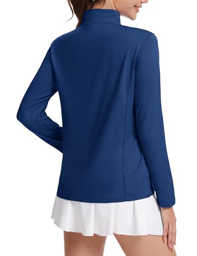 MAGCOMSEN Women's Long Sleeve Shirts 1/4 Zip Pullover UPF 50+ Sun Protection Quick Dry Hiking Athletic Workout Tops2