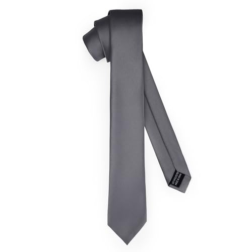 Ladeheid Klassische Herren Krawatte, matt, Perfekt für Büro & Festlichkeiten, Vielfältige Farben - Ideal für Geschäftsmeetings, Hochzeiten TMM-6 (150cm x 6cm, Graphite)