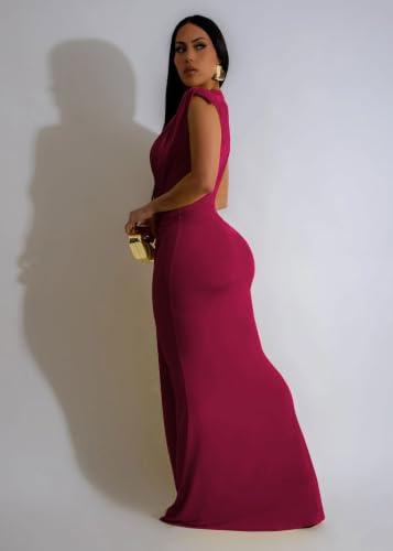 Image of Ekaliy Elegant Bodycon Dresses for Women Deep V Neck Maxi Dress Mermaid Long Dress