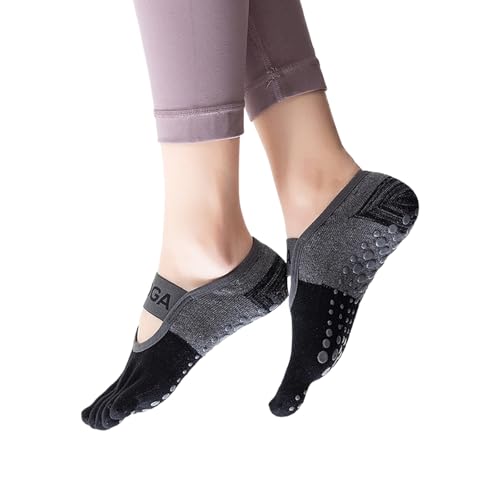 Women Yoga Pilates Socks with Grips Non Slip Full Toe for Summer Thin Series 4
