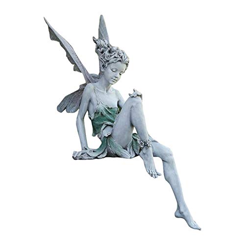 Sitzende Fee Garten Ornament Gartenfiguren Resin Gartenfee Sitzende Statue,...