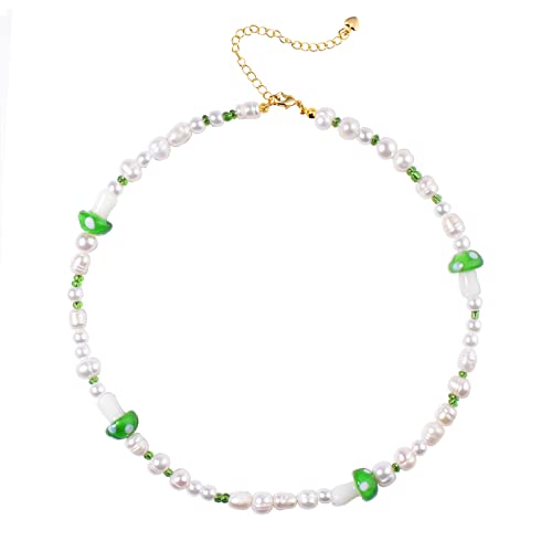 Collier champignon en perles véritable anti-ternissement style preppy Y2K