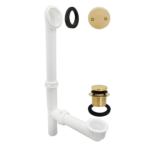 Westbrass 593244-03 White 1-1/2 Tubular Tip Toe Bath Waste Drain Kit Polished Brass