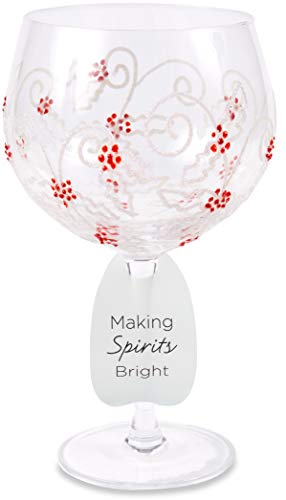 Pavilion Red Berry Swirl 24oz Wine Glass Hand Decorated
