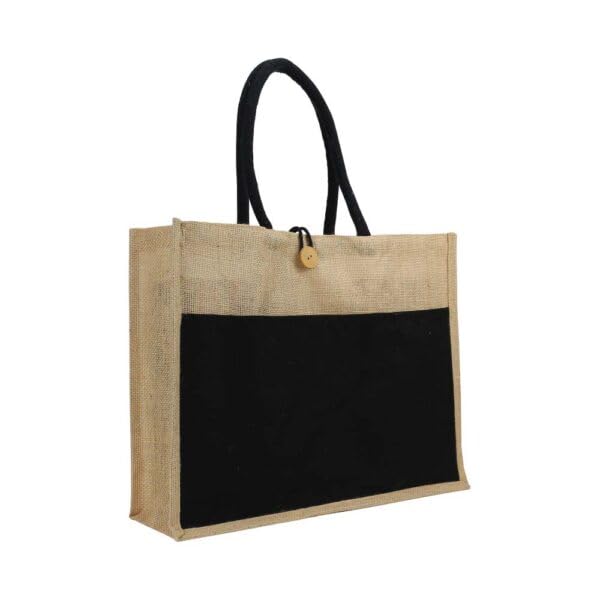 Generic Jute Bag with black canvas pocket